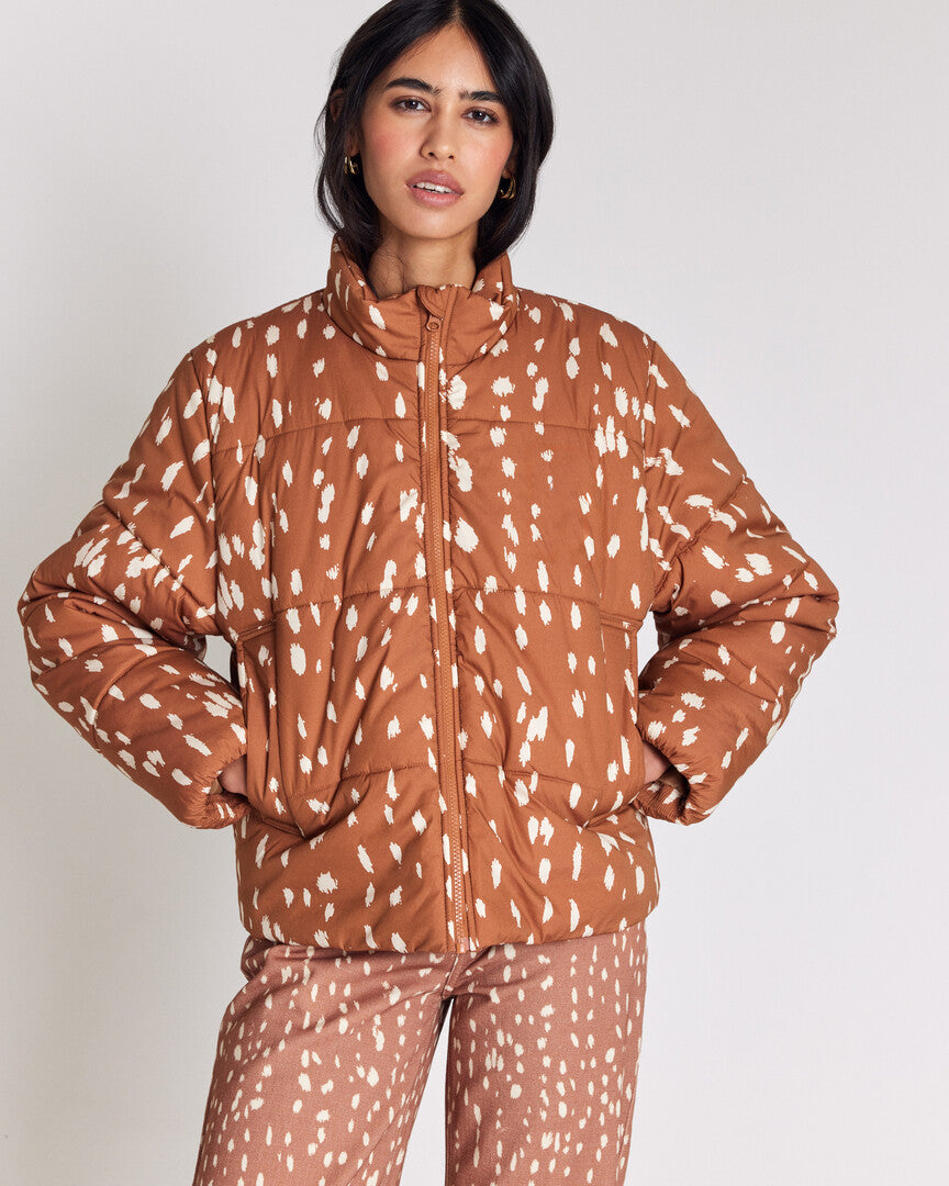 Gisele cinnamon speckled down jacket