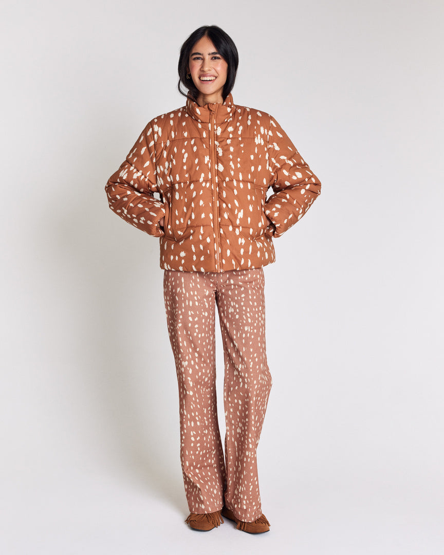 Gisele cinnamon speckled down jacket