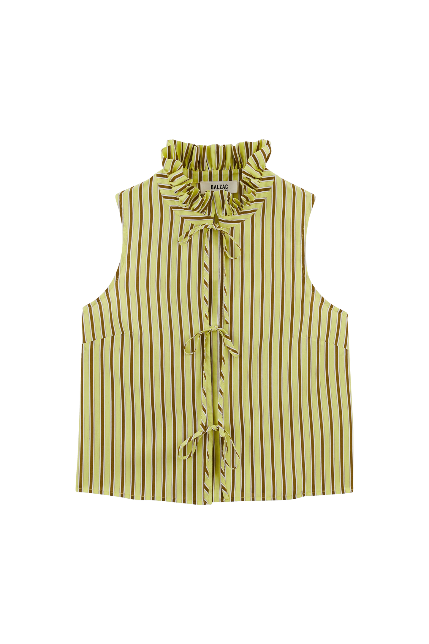 Top Gersende yellow and khaki stripes