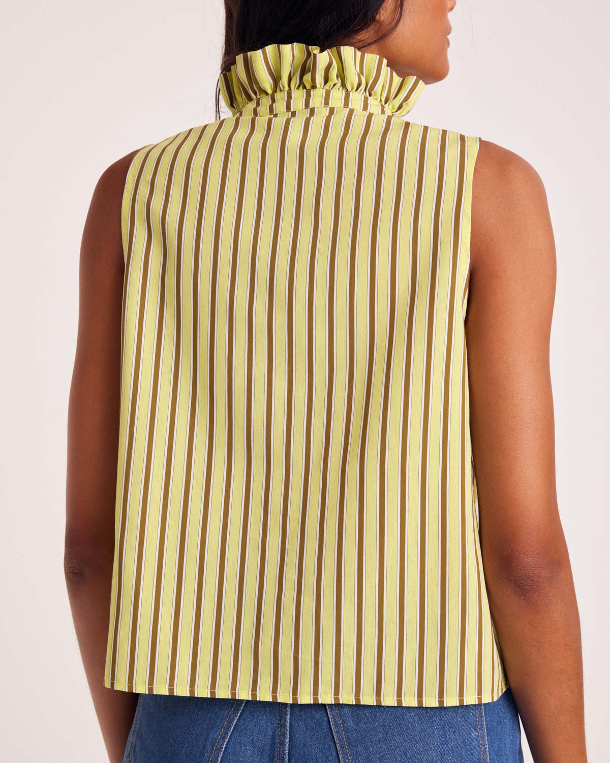 Top Gersende yellow and khaki stripes