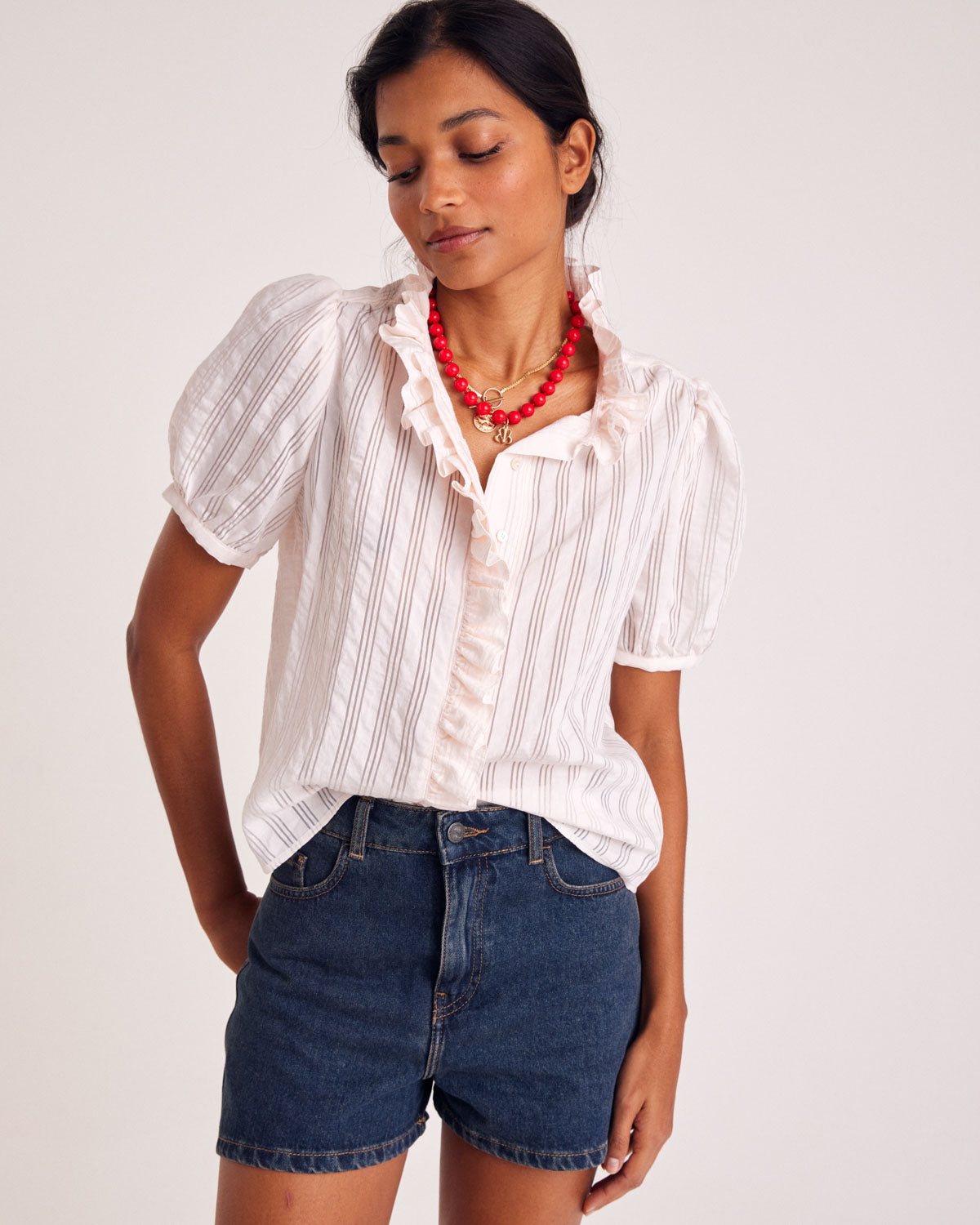 Shirt Baignade pale pink textured