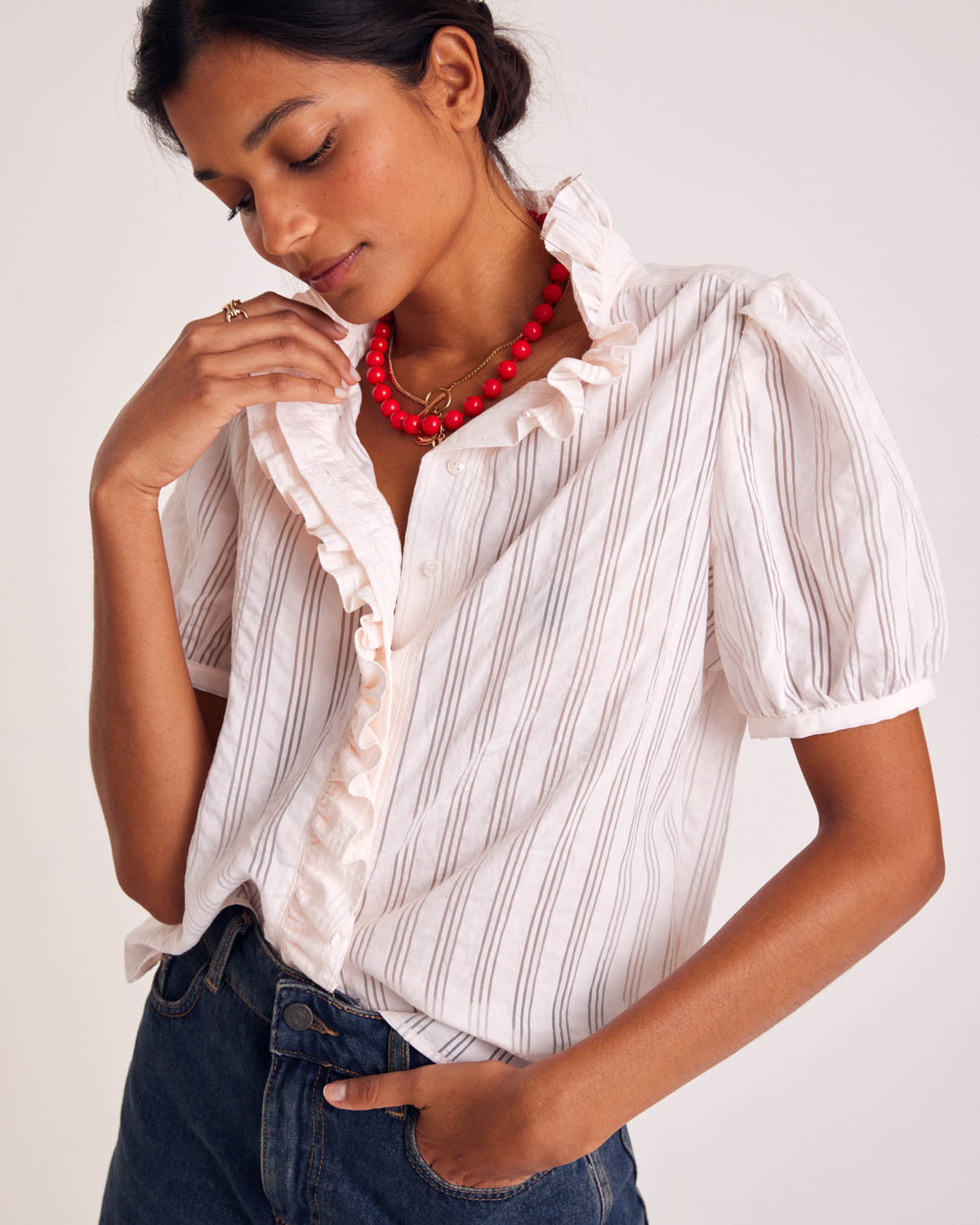 Shirt Baignade pale pink textured