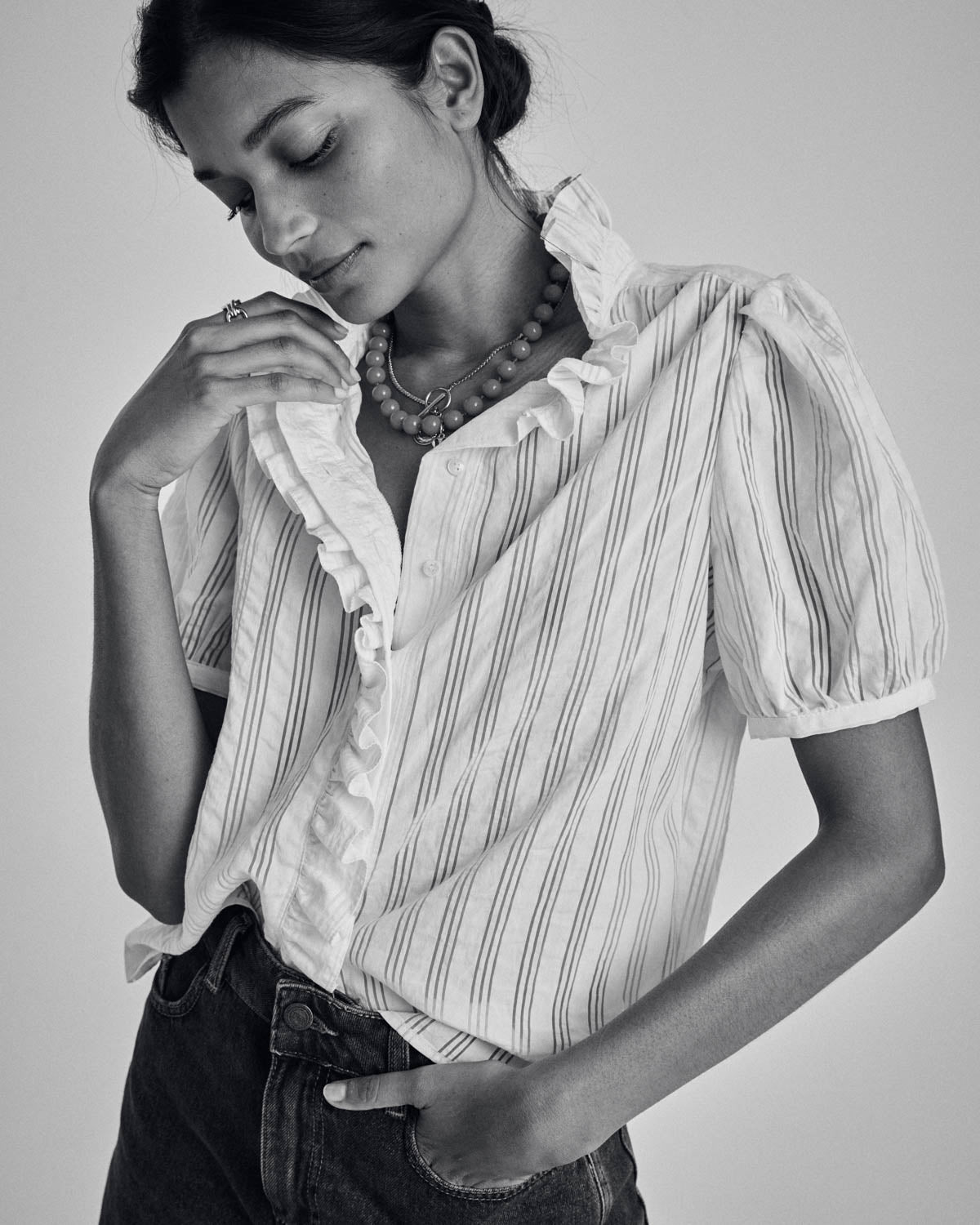 Shirt Baignade pale pink textured
