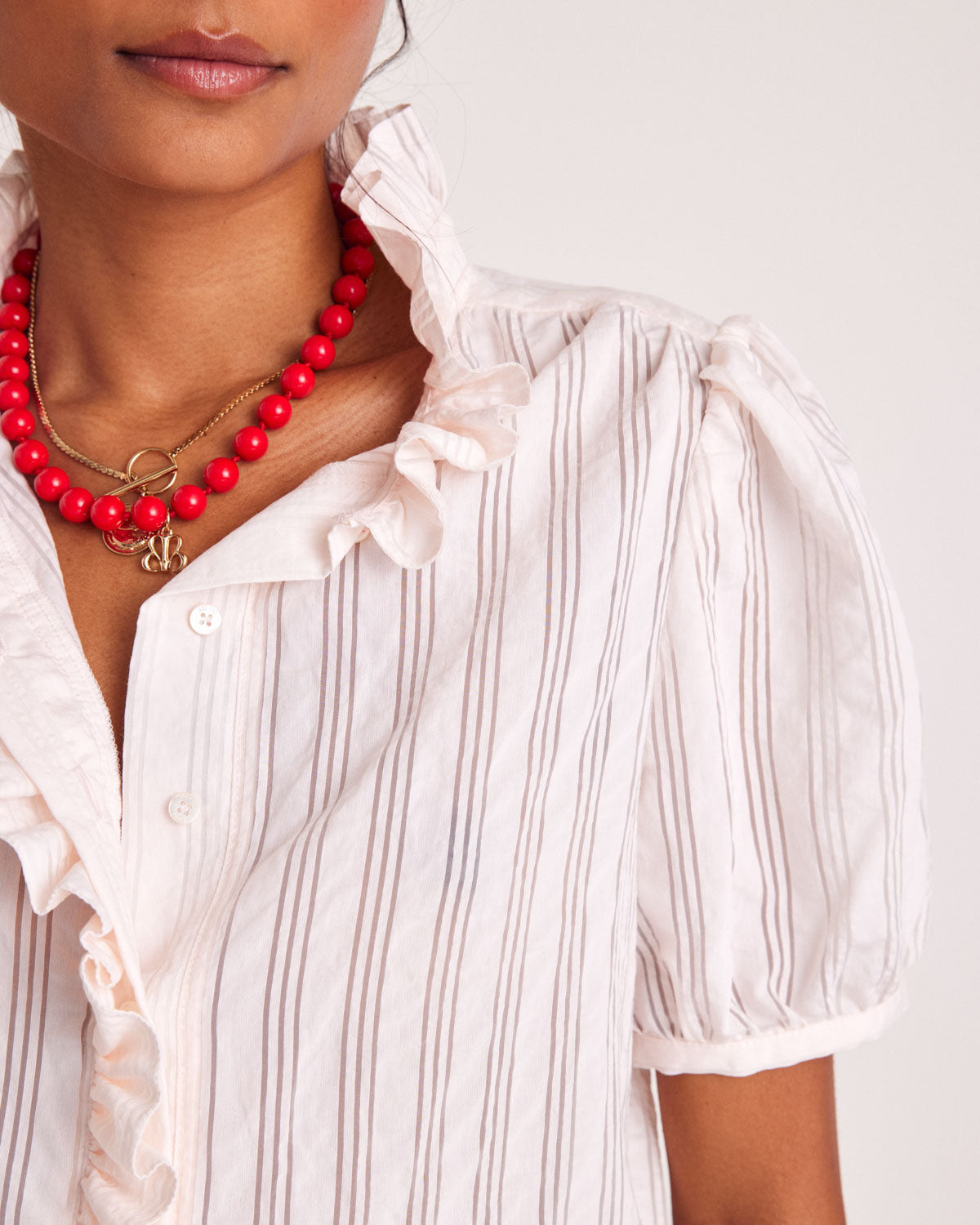 Aldo red pearl necklace