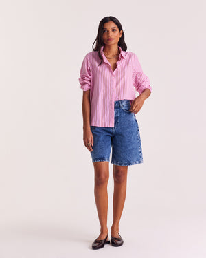 Liseron shirt with red and pink stripes