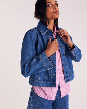 Ultramarine blue Celso jacket with multi-colored studs