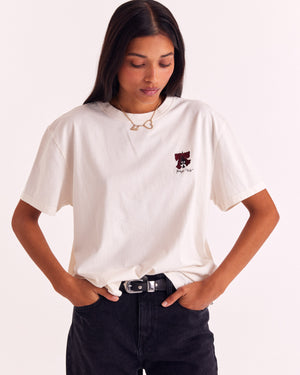 Tee-shirt Baptiste écru pique et noeud brodé