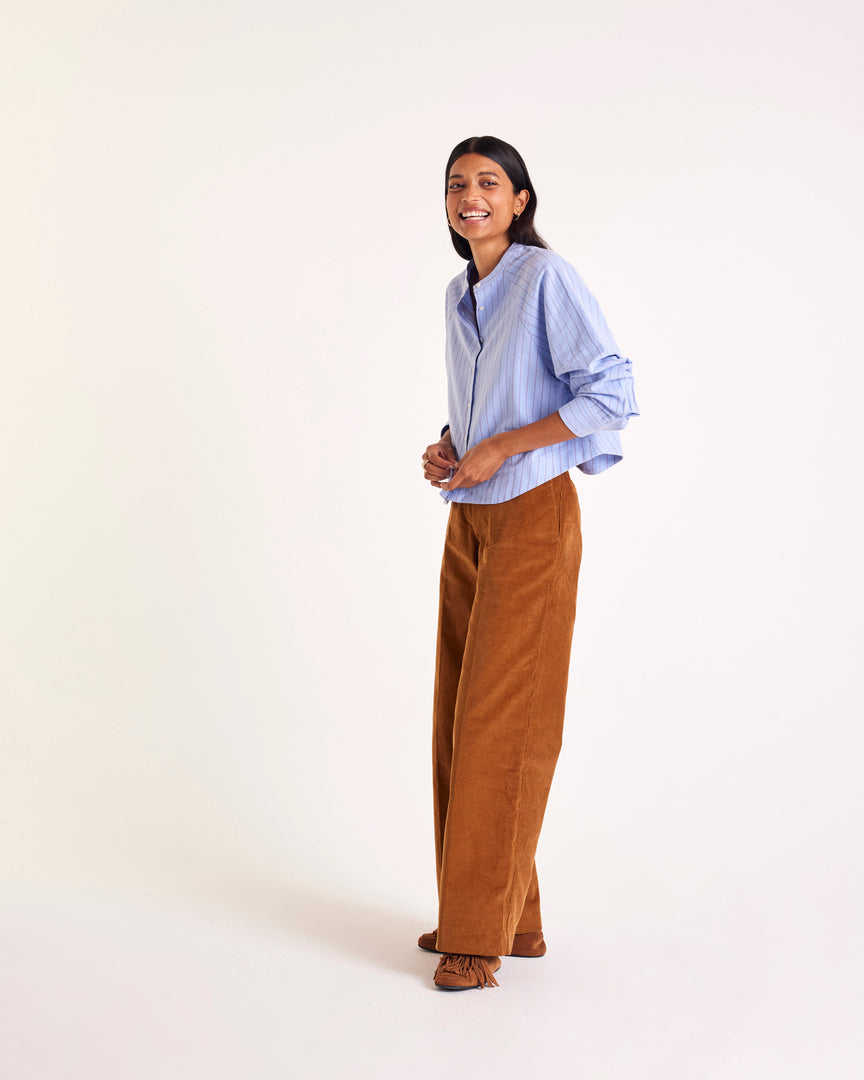 Chemise Joséphine rayures bleu et rouge