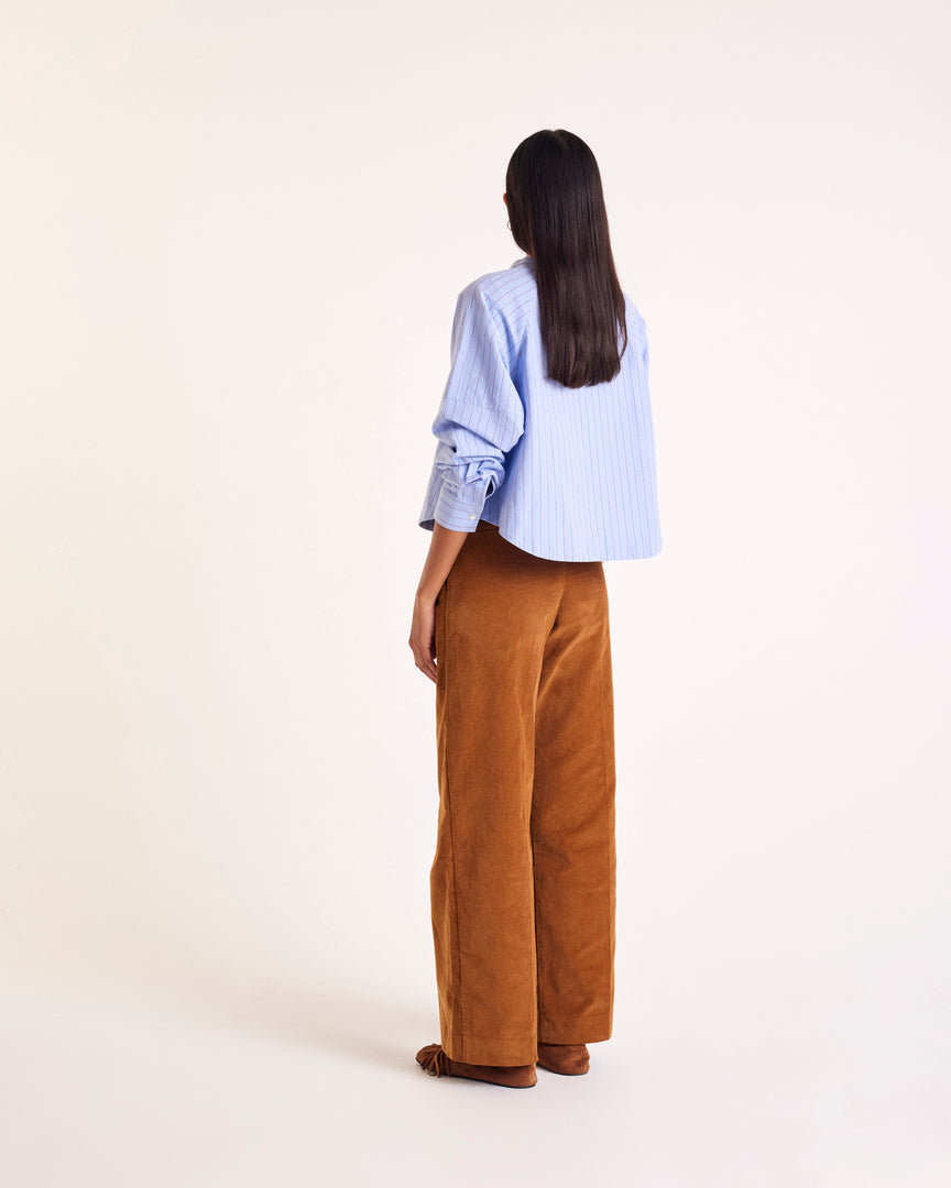 Chemise Joséphine rayures bleu et rouge