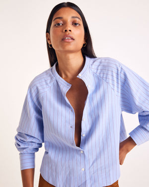 Josephine shirt with blue and red stripes