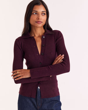 Cardigan Ombeline bordeaux