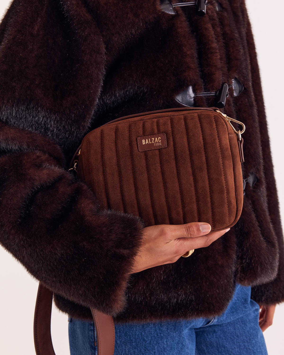 Bag César suede of leather chocolate