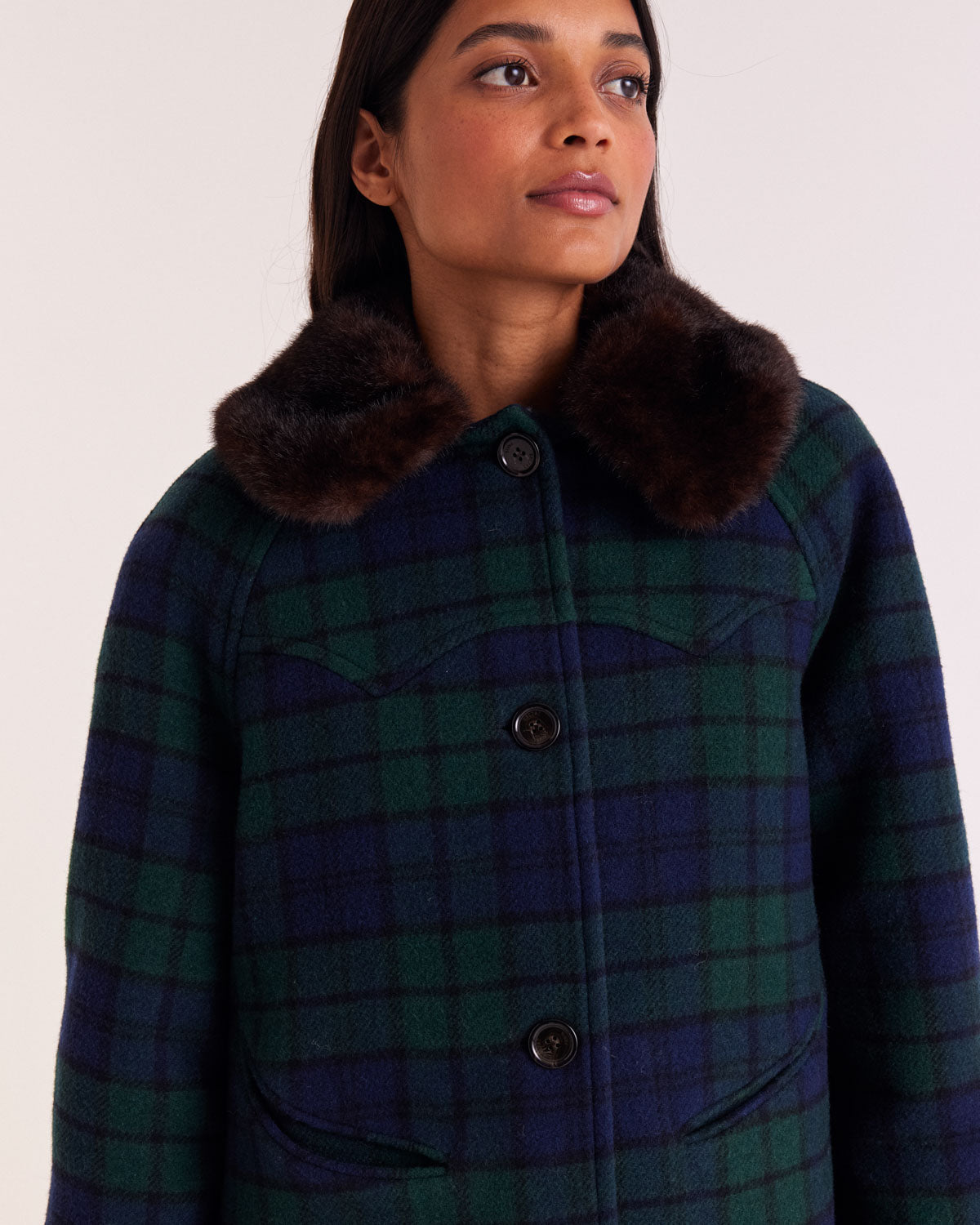 Coat Trixie tartan blue and green