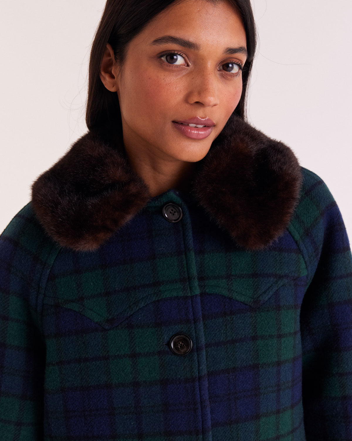 Coat Trixie tartan blue and green