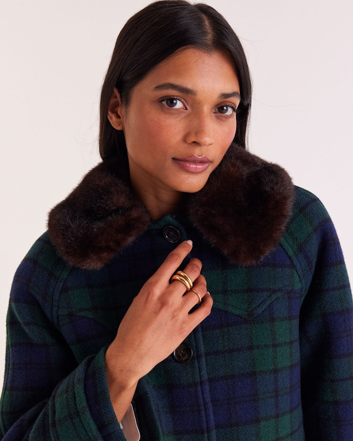 Coat Trixie tartan blue and green