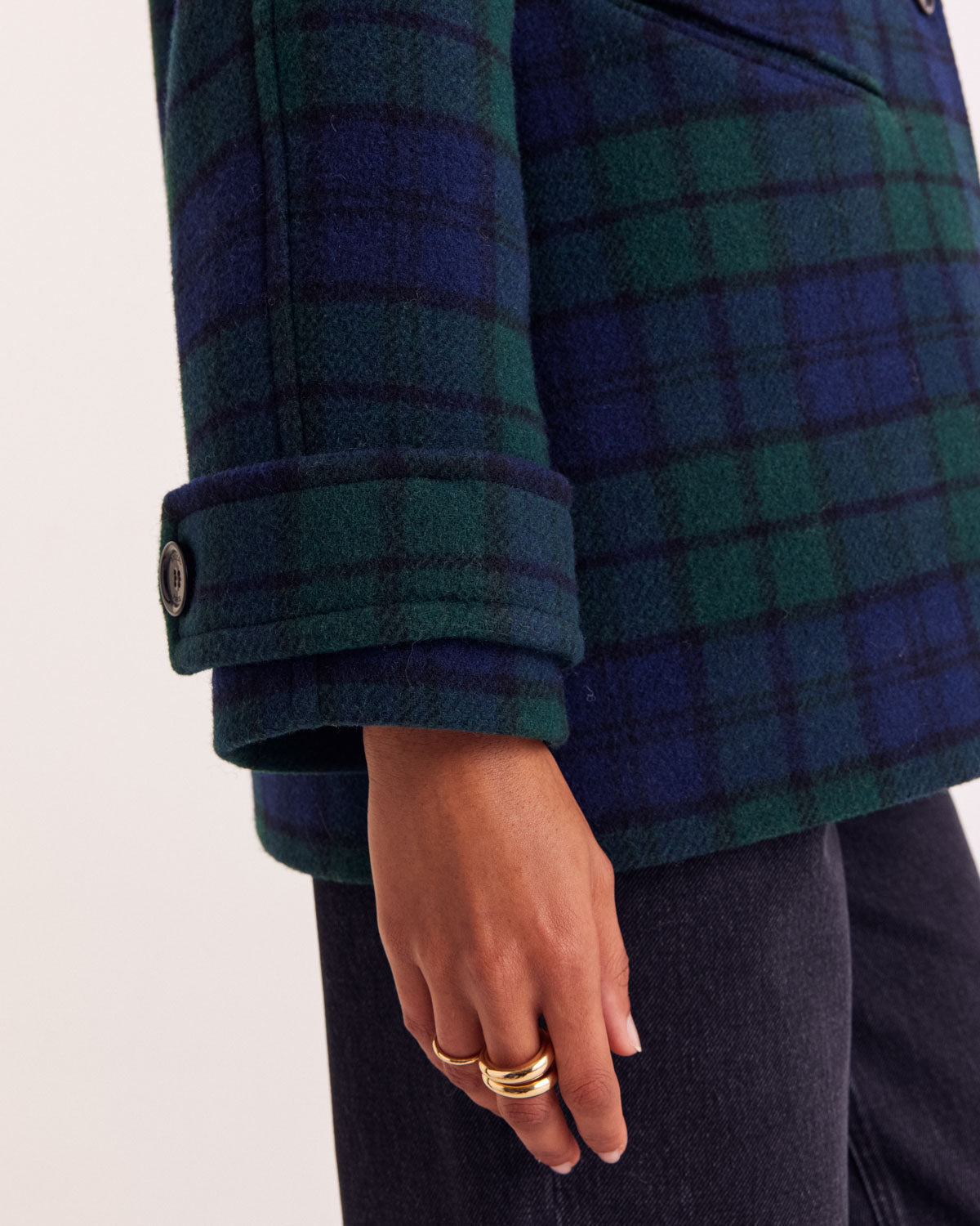 Coat Trixie tartan blue and green