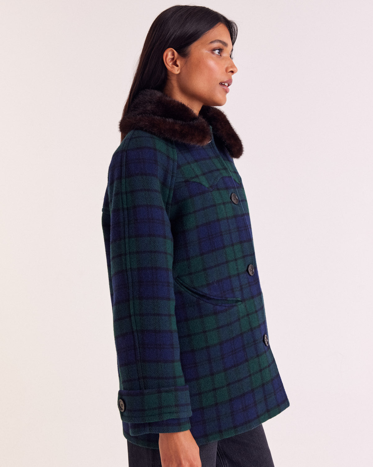 Manteau Trixie tartan bleu et vert