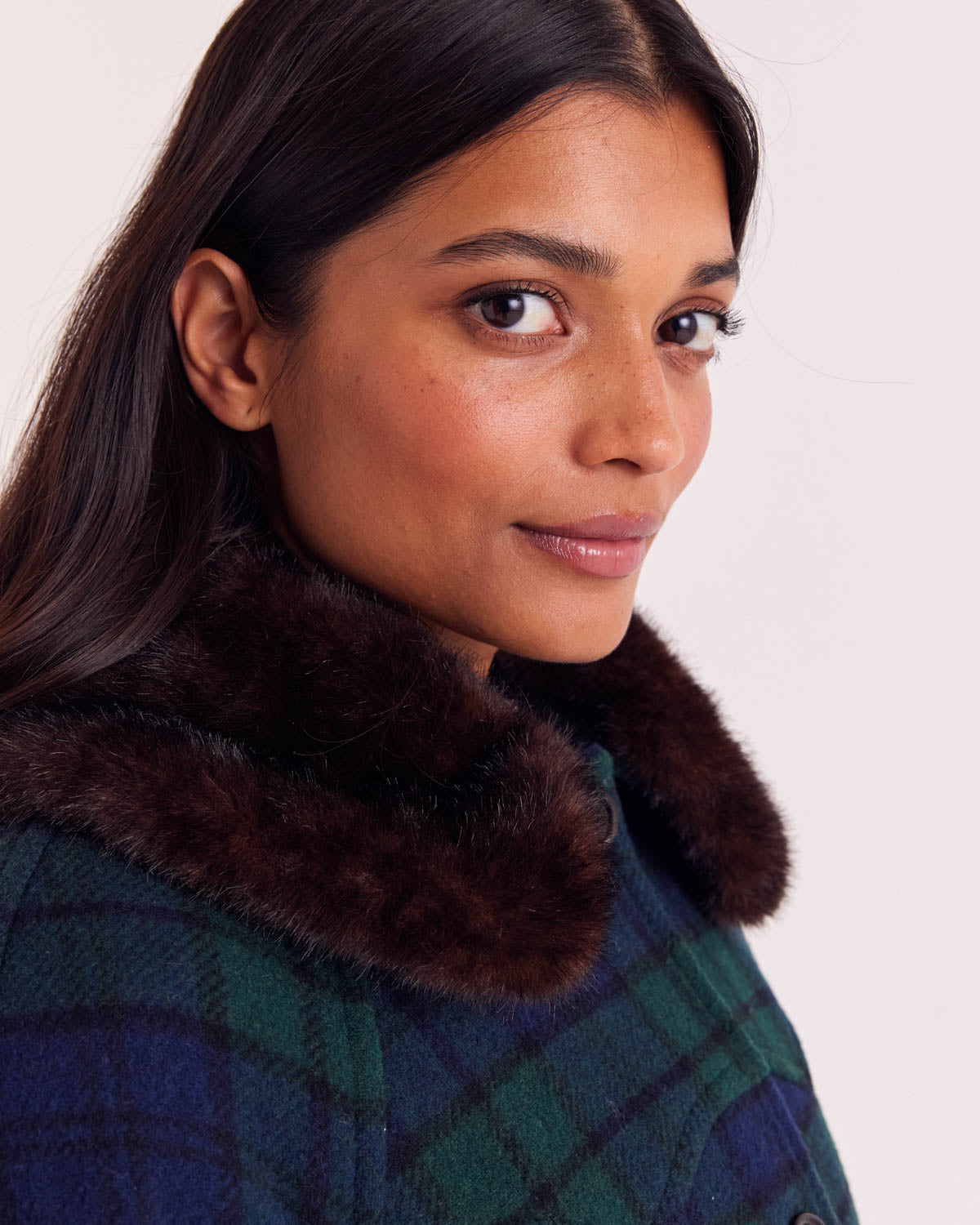 Coat Trixie tartan blue and green