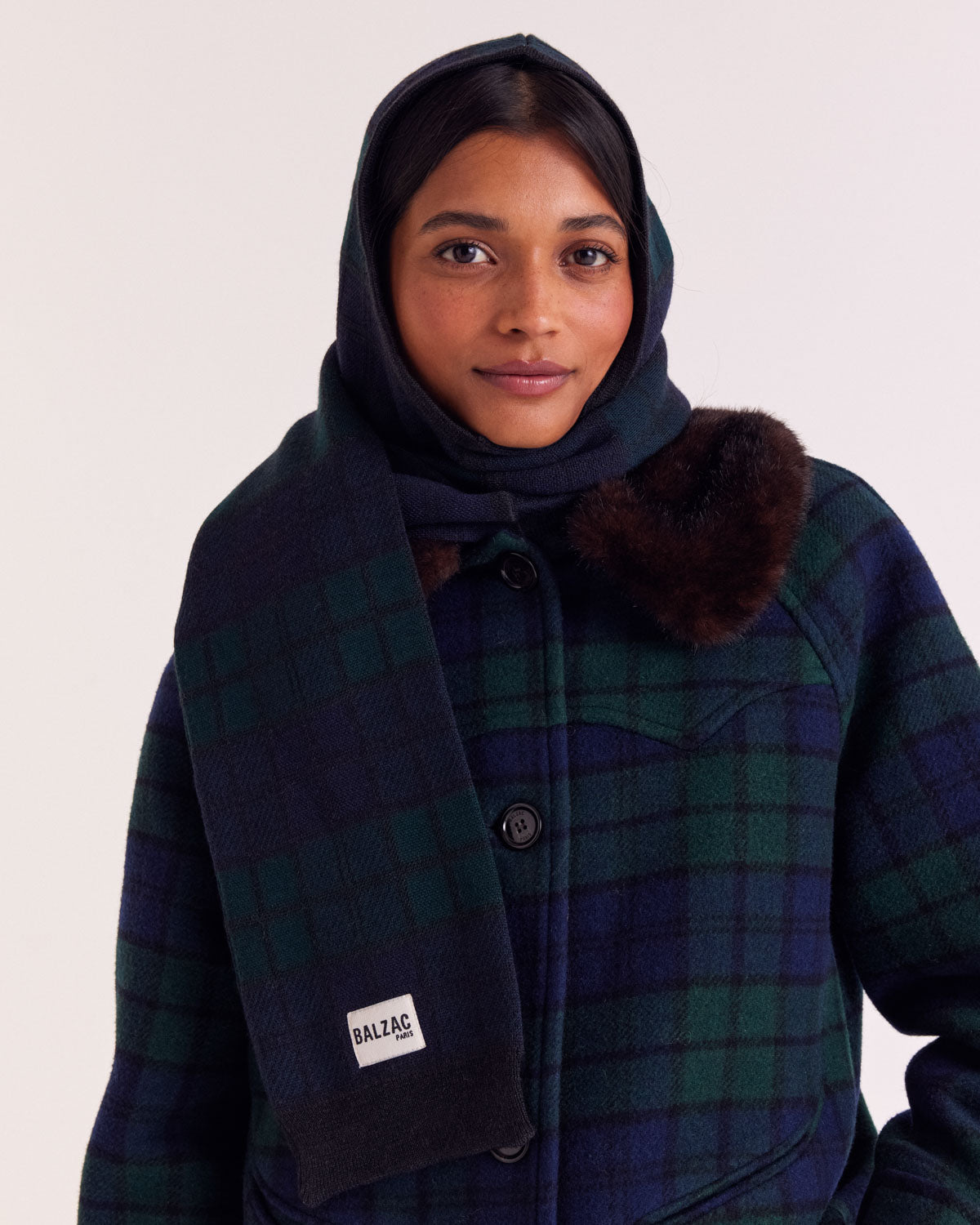 Coat Trixie tartan blue and green