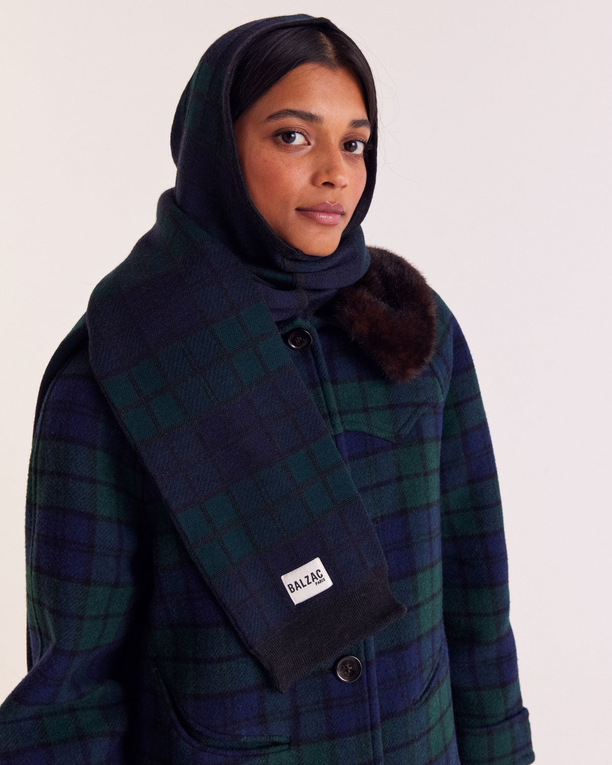 Balaclava Gigi tartan blue and green