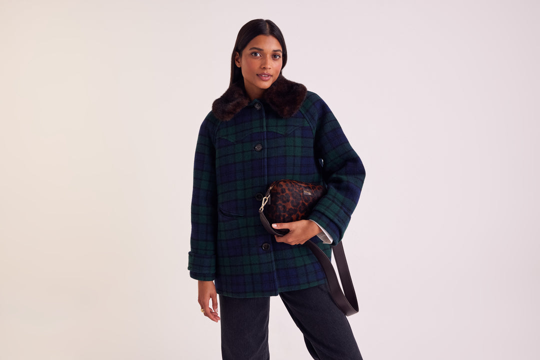 Coat Trixie tartan blue and green