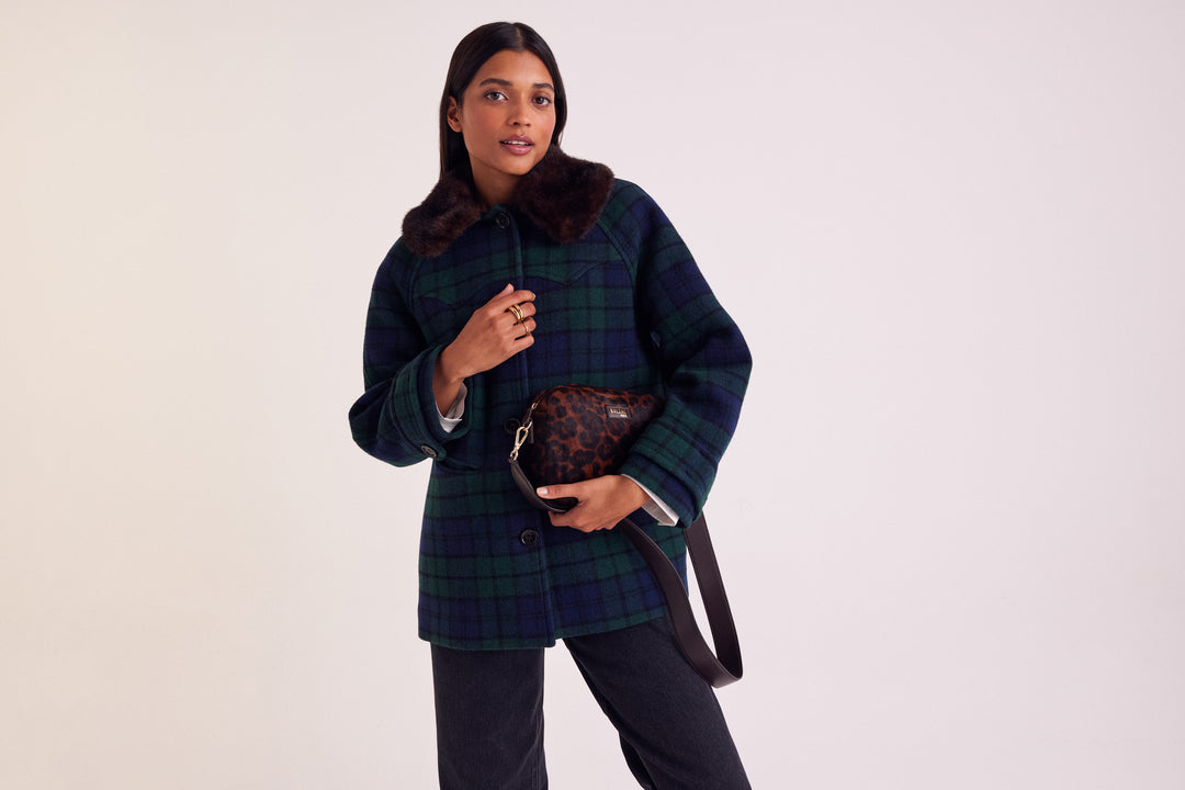 Coat Trixie tartan blue and green