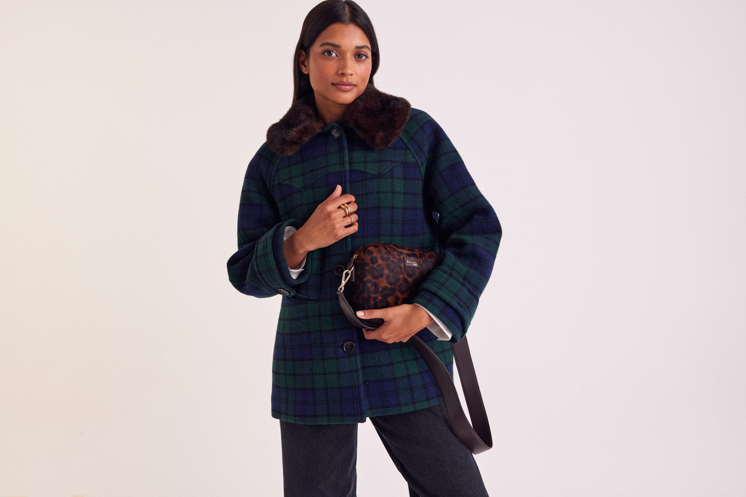 Coat Trixie tartan blue and green