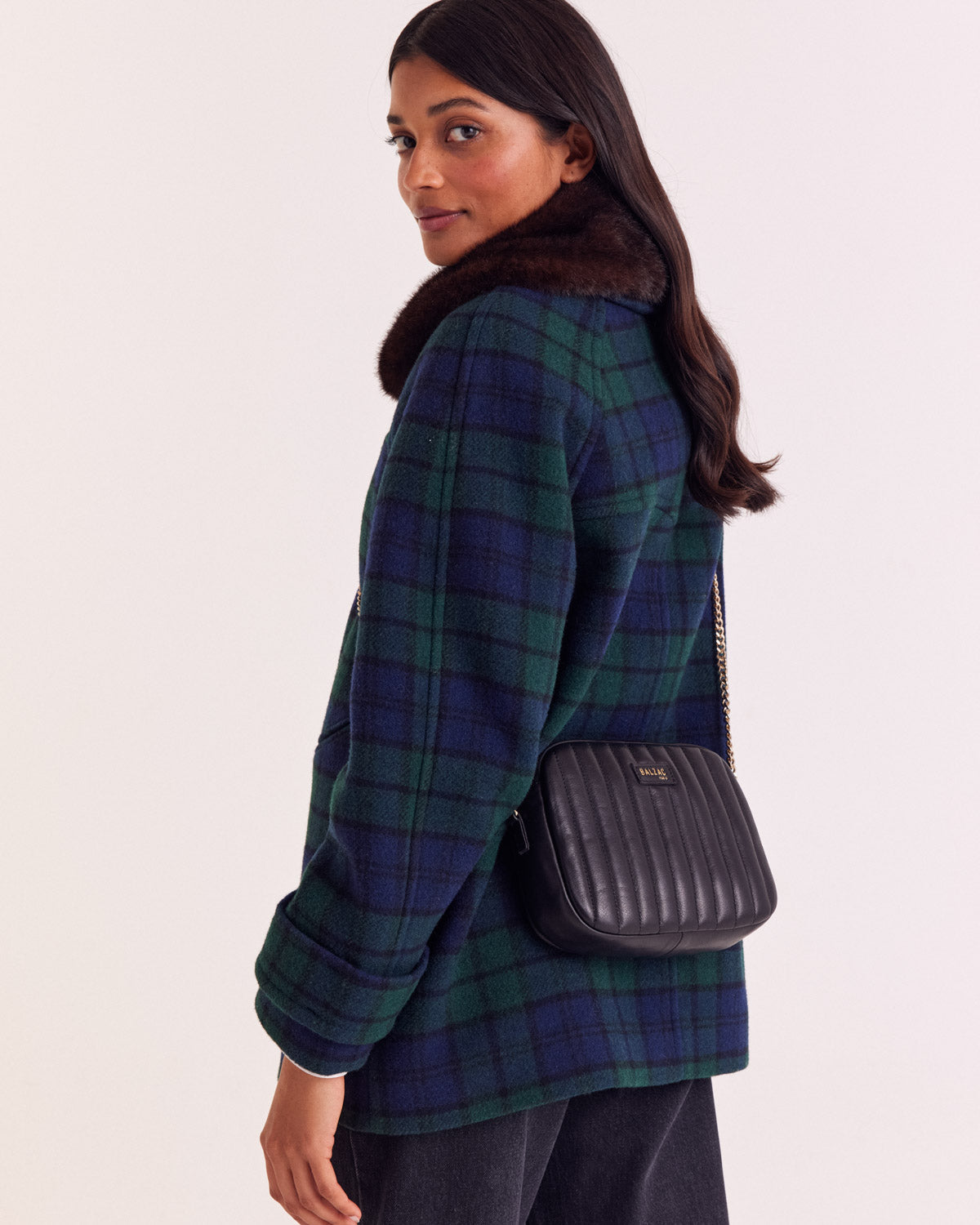 Coat Trixie tartan blue and green