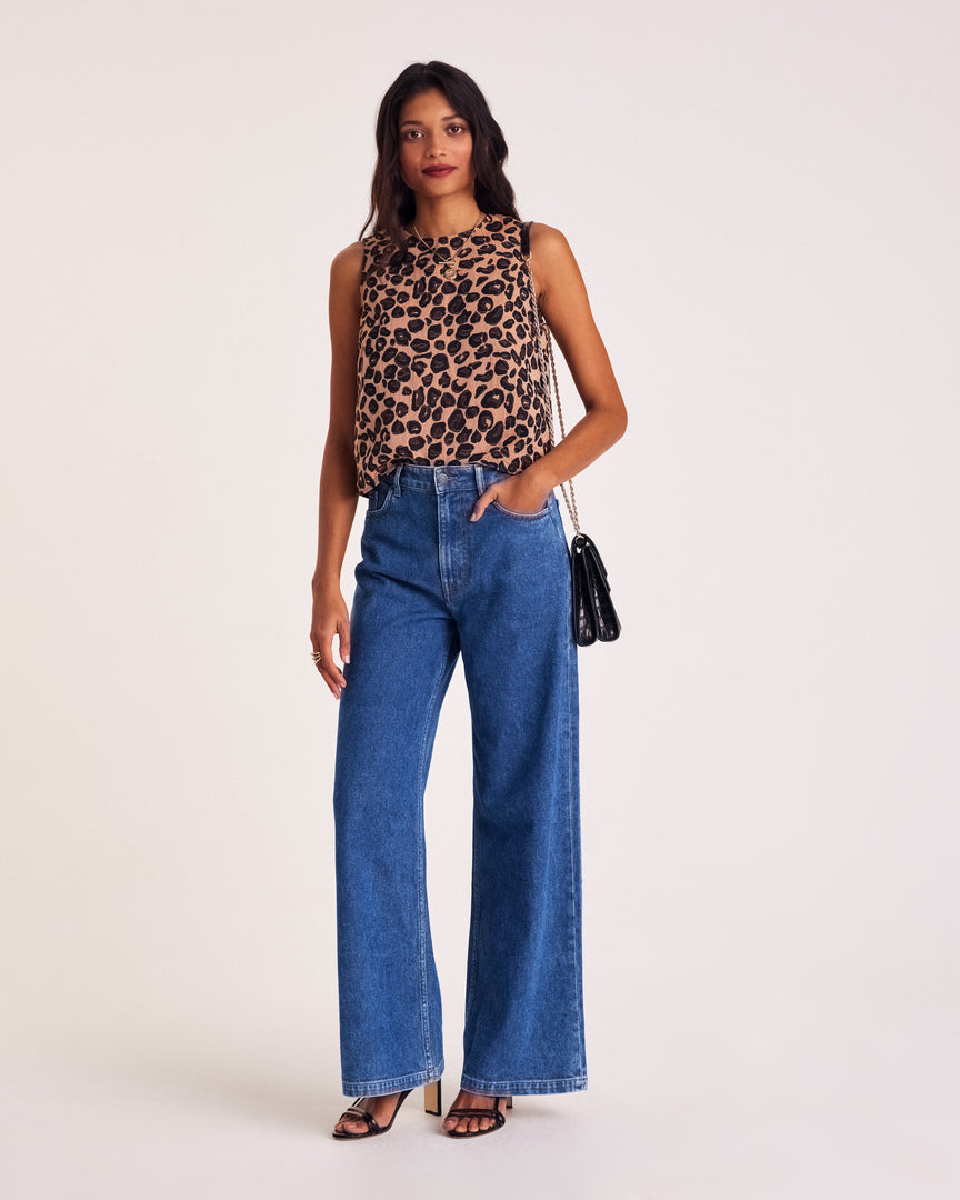 Top Izaline jacquard leopard
