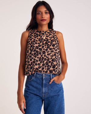 Izaline leopard jacquard top