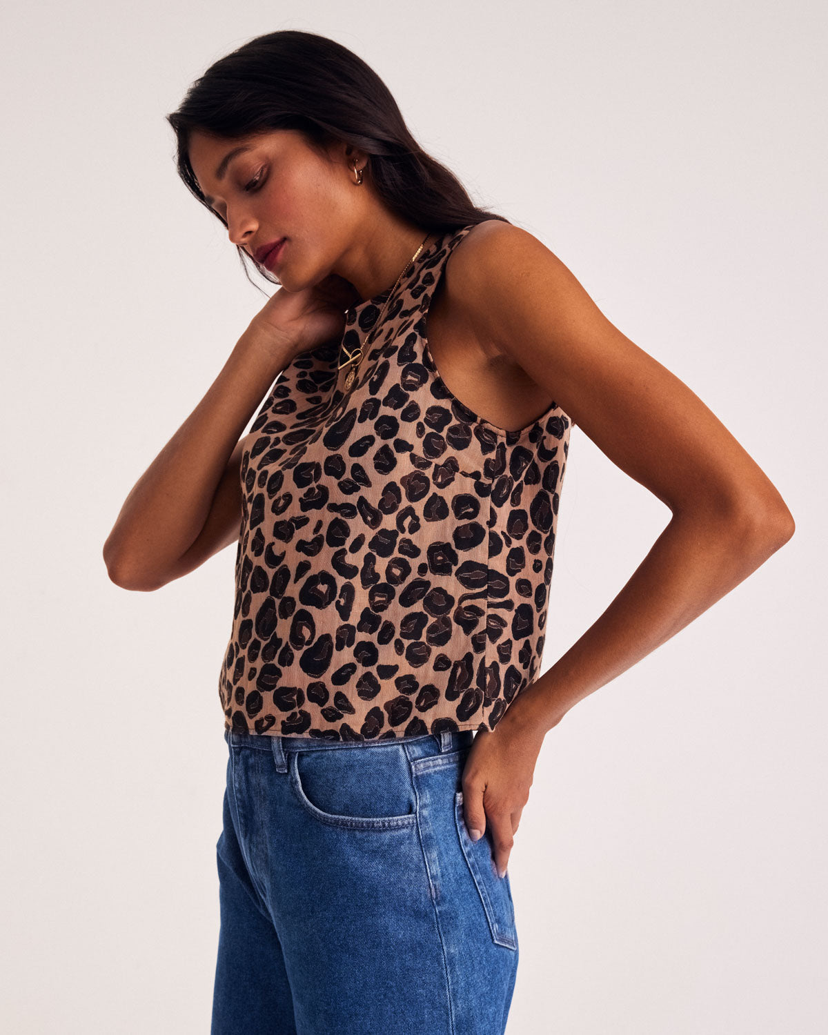 Top Izaline jacquard leopard
