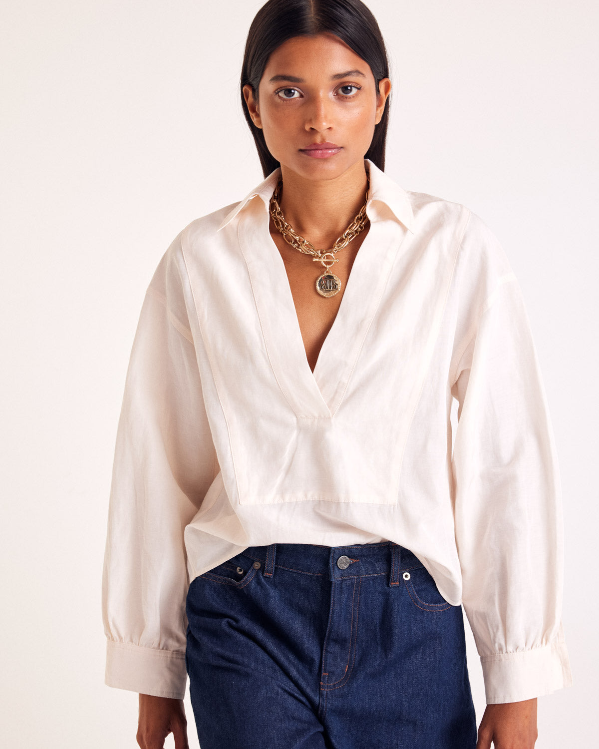 Basile light peach blouse