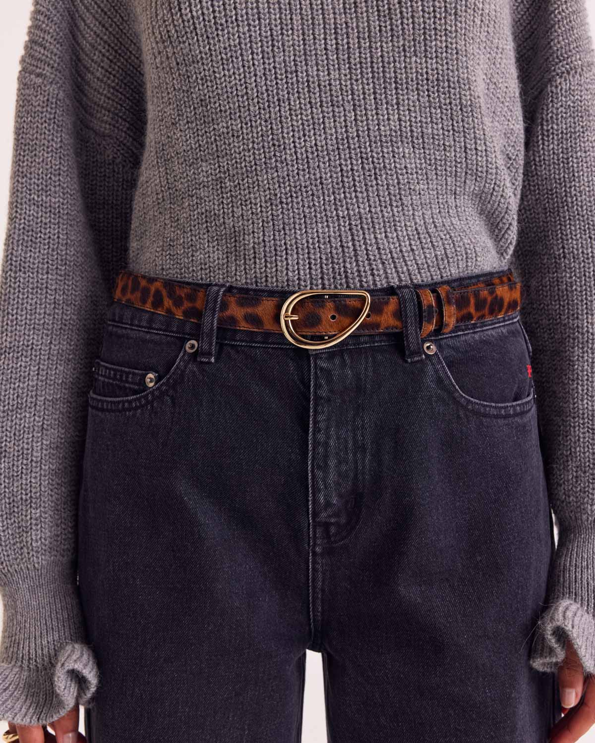 Ceinture Basma pony léopard fauve