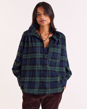 Chemise Léonor tartan bleu et vert