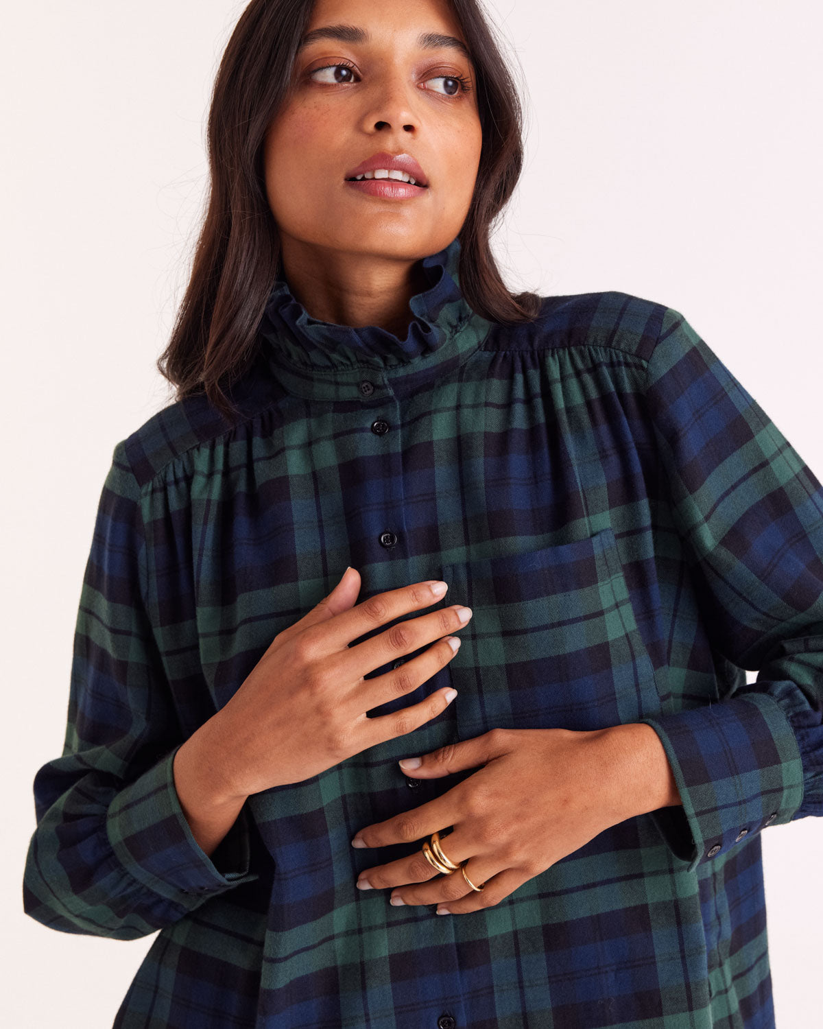 Chemise Léonor tartan bleu et vert