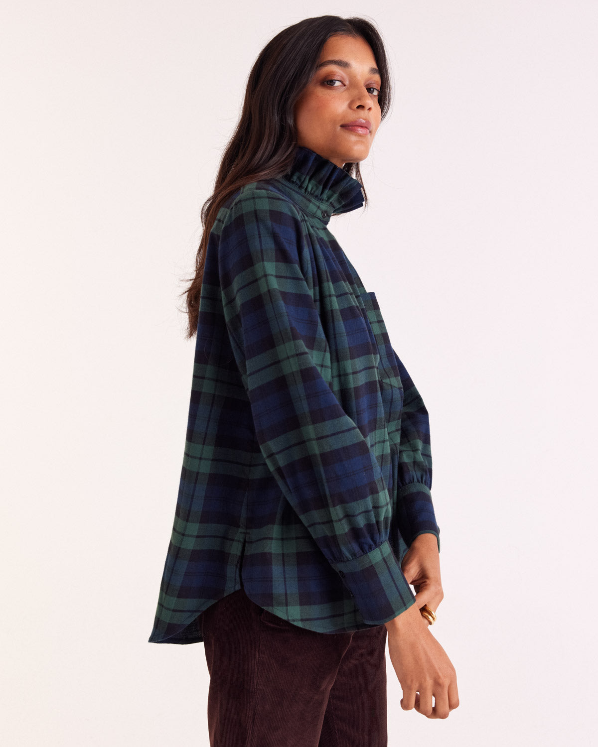 Chemise Léonor tartan bleu et vert