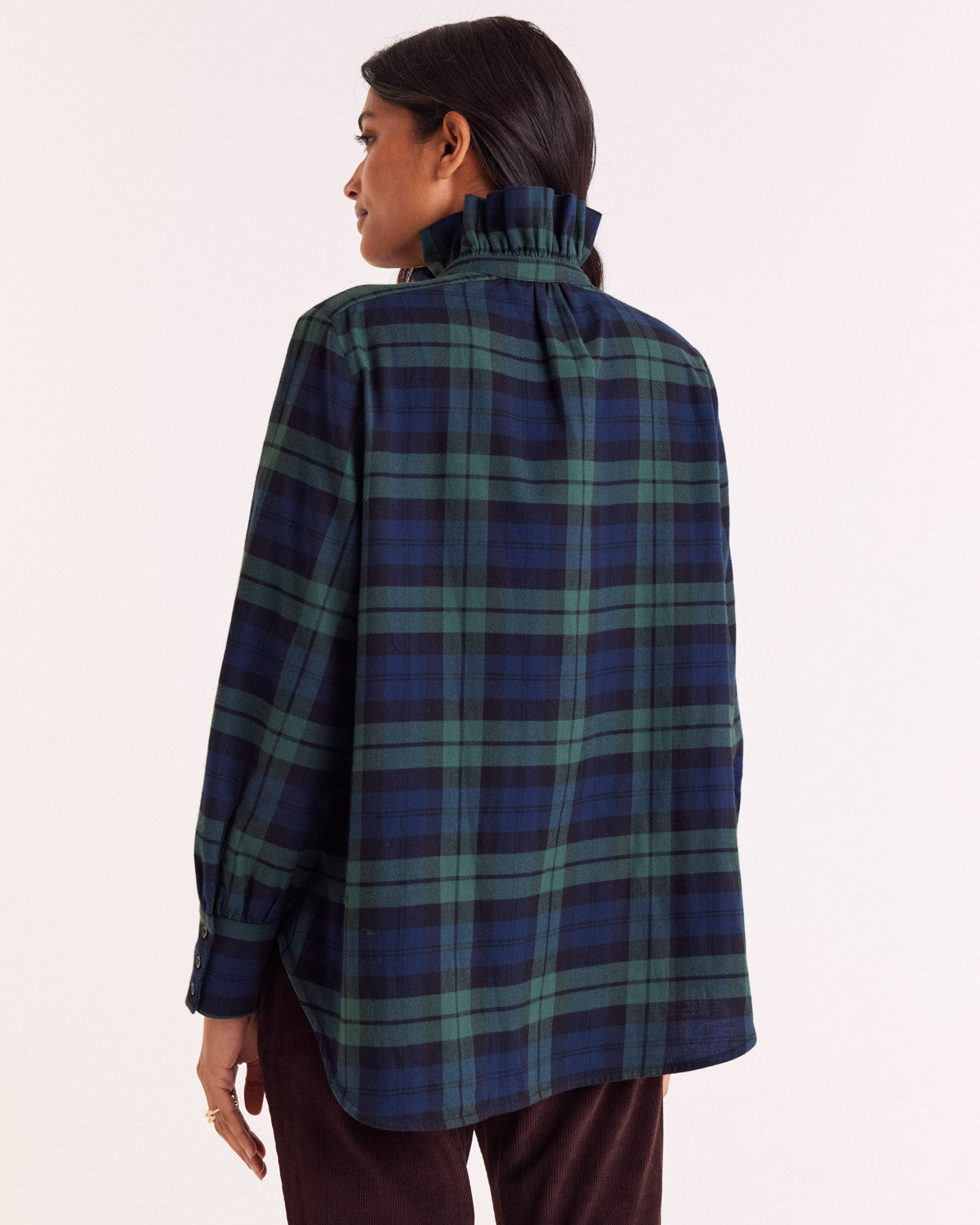 Chemise Léonor tartan bleu et vert