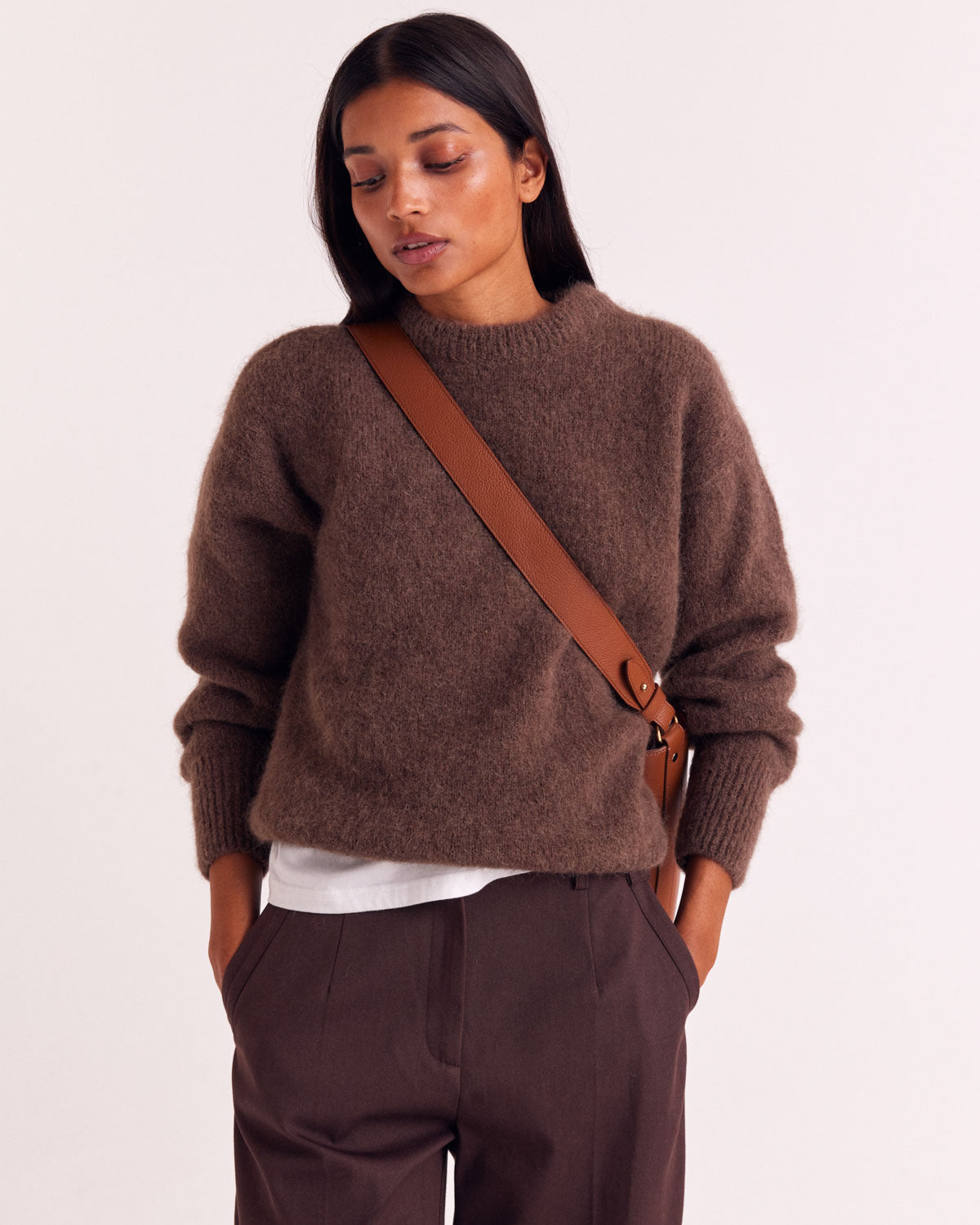 Bag Sofia grained cognac interior orange