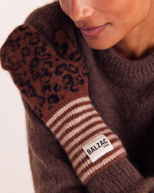 Moufles Maxens léopard fauve