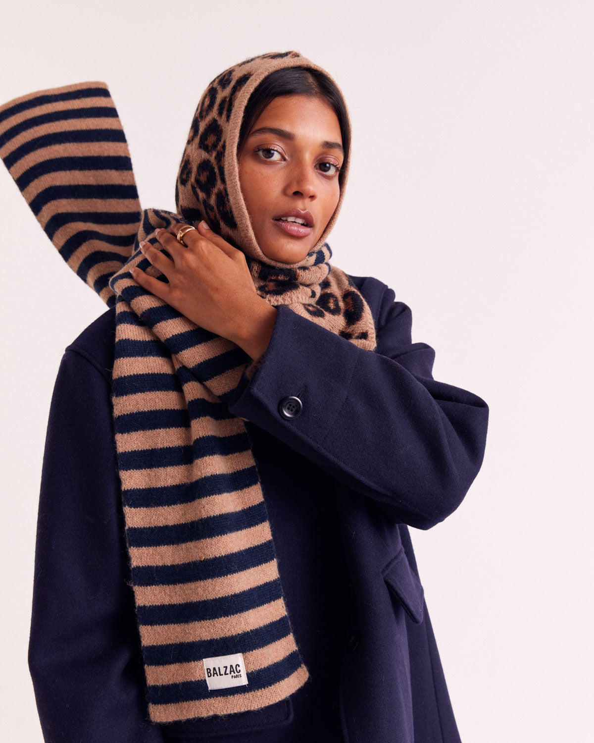 Balaclava Gigi stripe blue and leopard