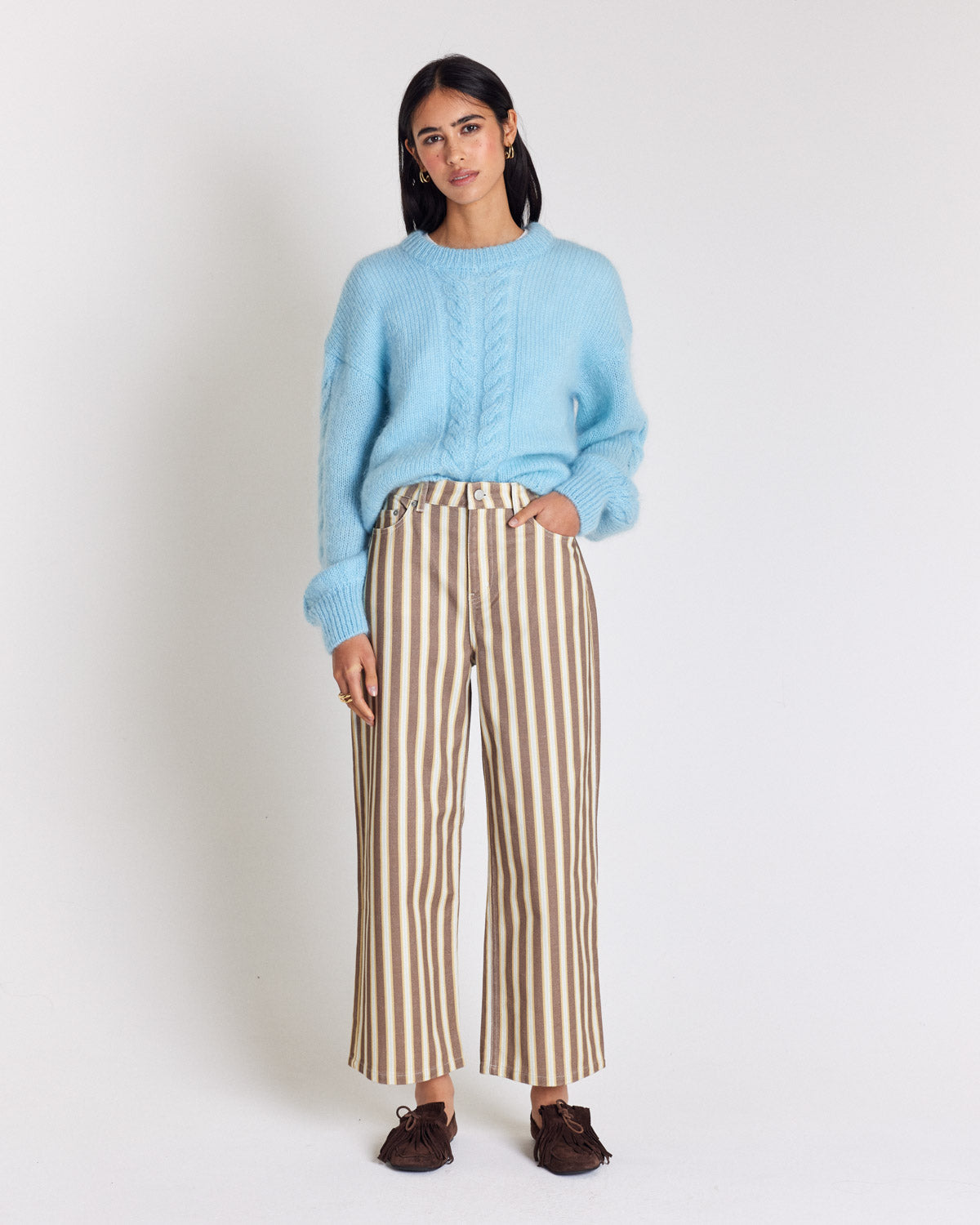 Jean Roméo brown and ecru striped jeans