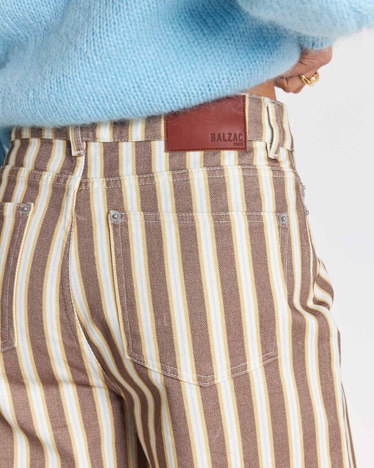 Jean Roméo brown and ecru striped jeans