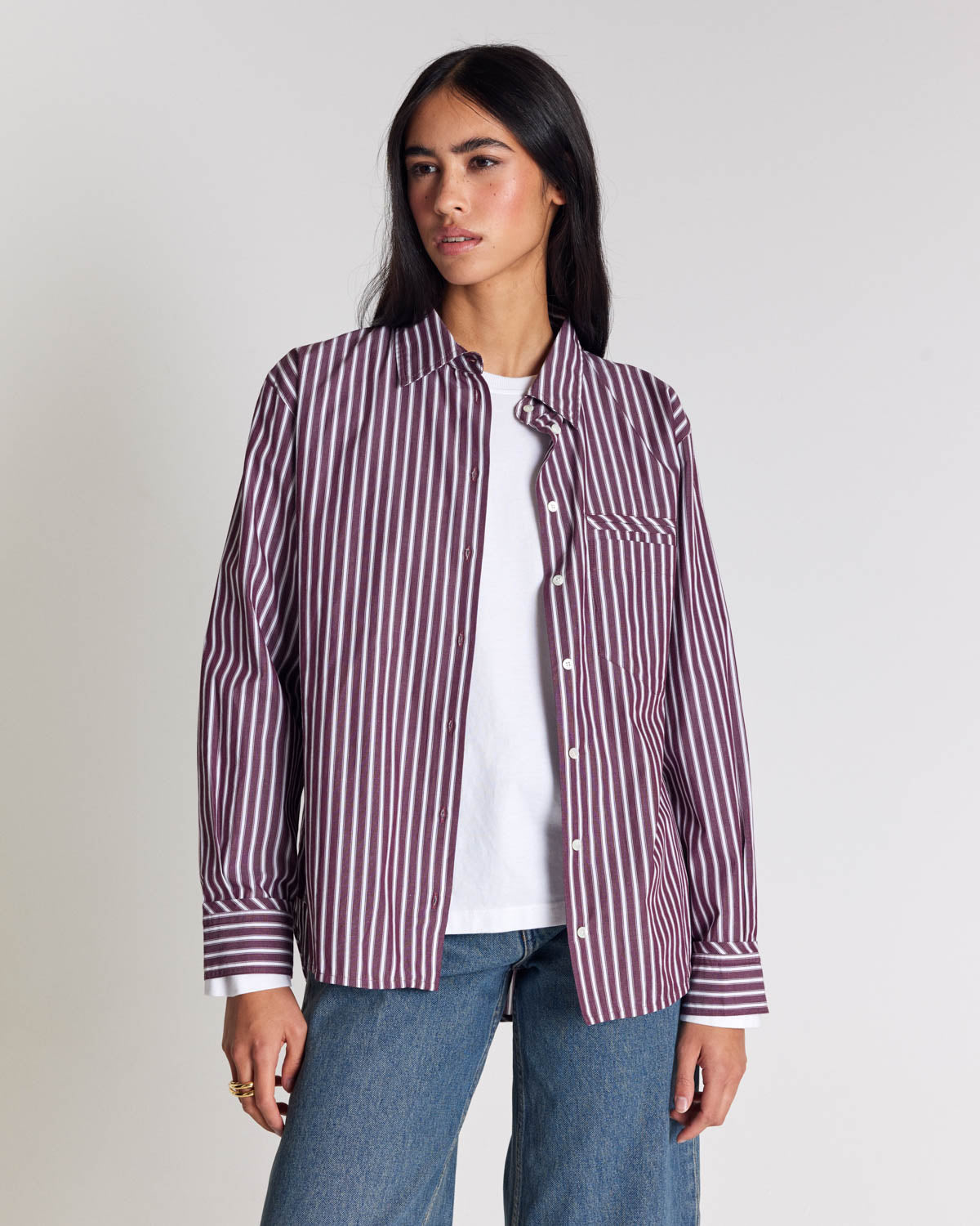 Stanislas shirt with plum stripes