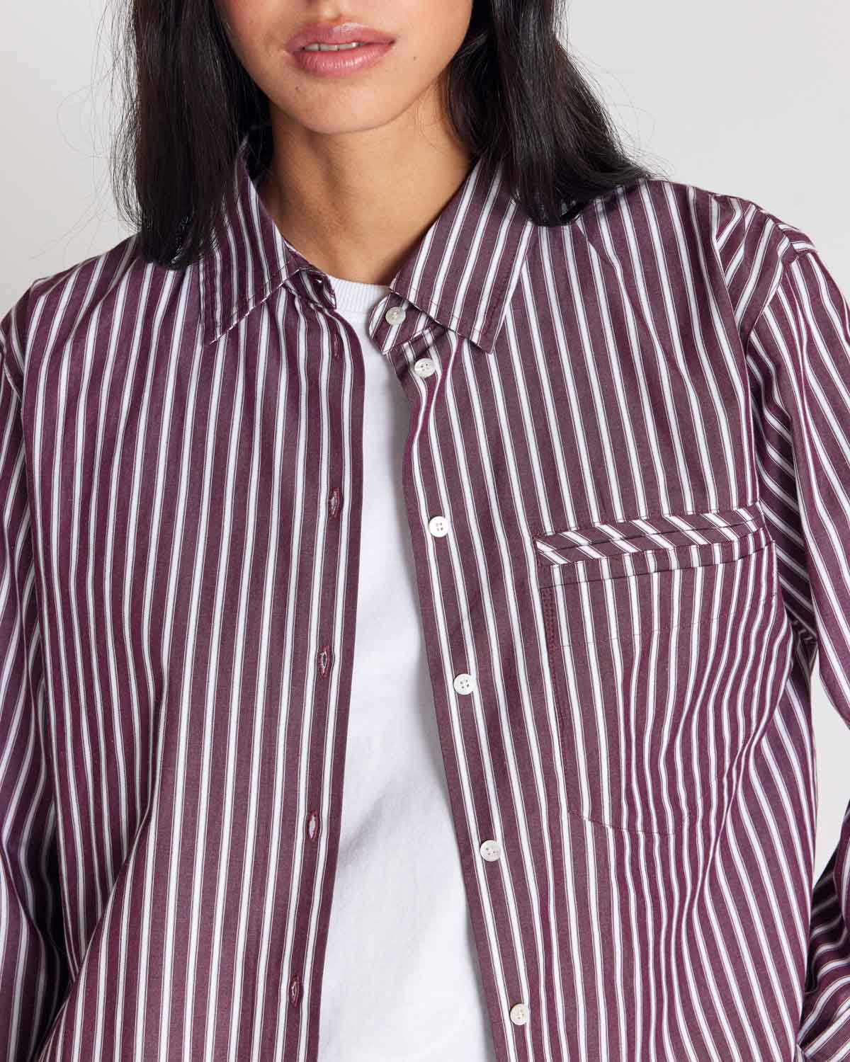 Stanislas shirt with plum stripes
