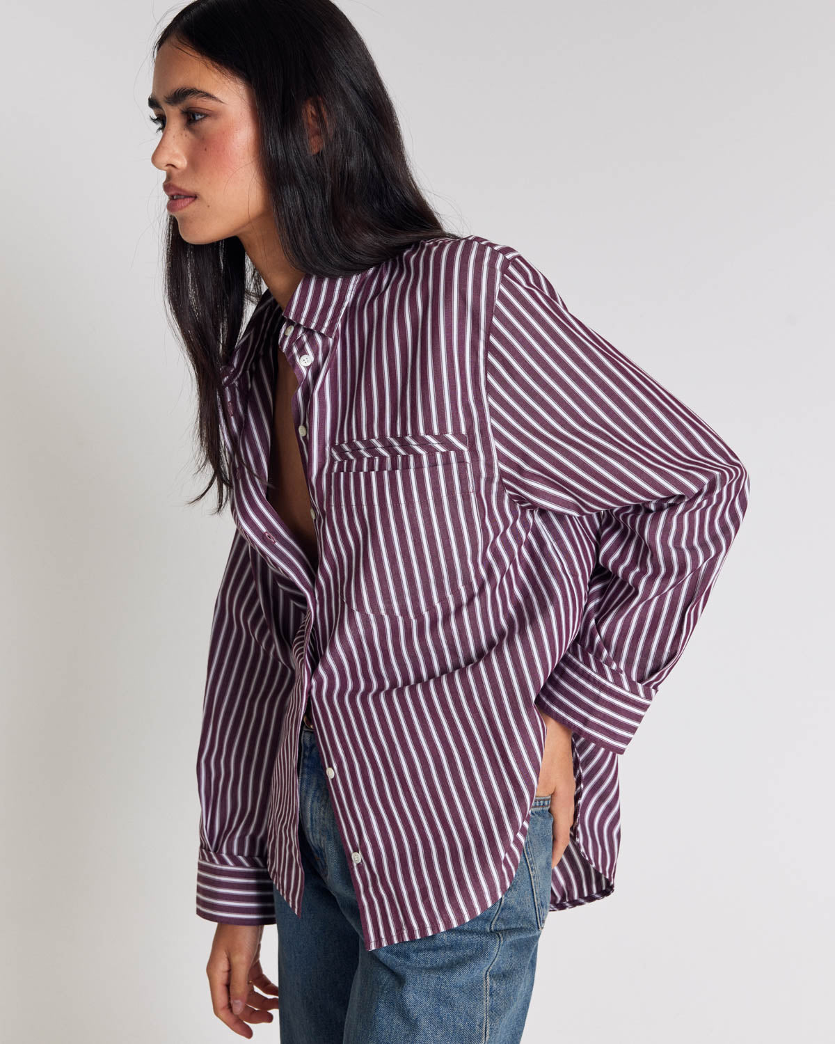 Stanislas shirt with plum stripes