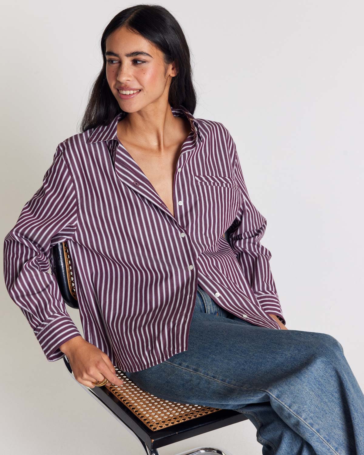 Stanislas shirt with plum stripes