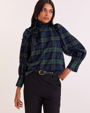 Blouse Diana tartan bleu et vert