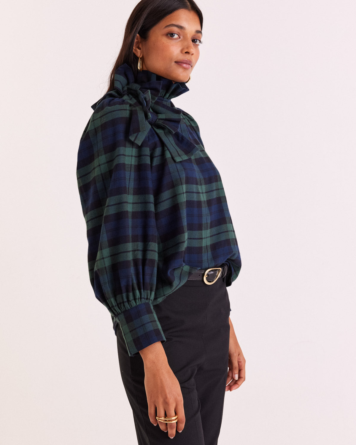 Blouse Diana tartan bleu et vert