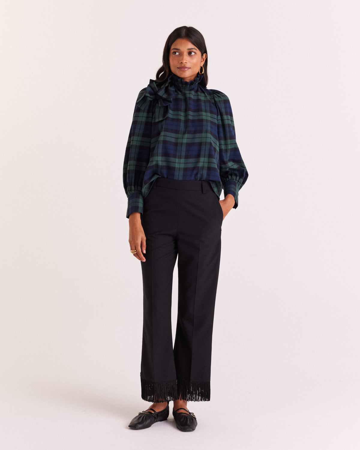 Blouse Diana tartan bleu et vert