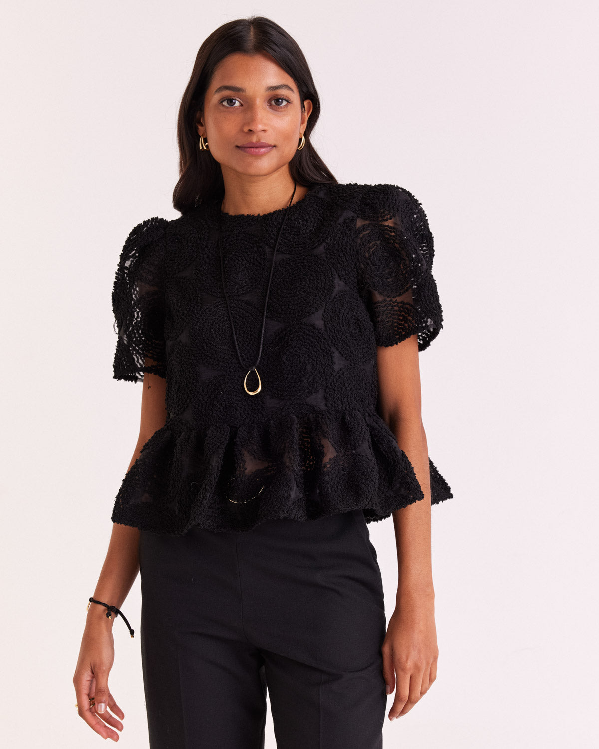 Blouse Naomi noir texturé